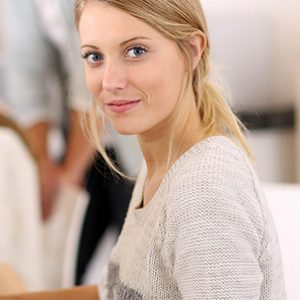 girl smiles at camera.