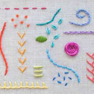 colorful stitching pattern on canvas material
